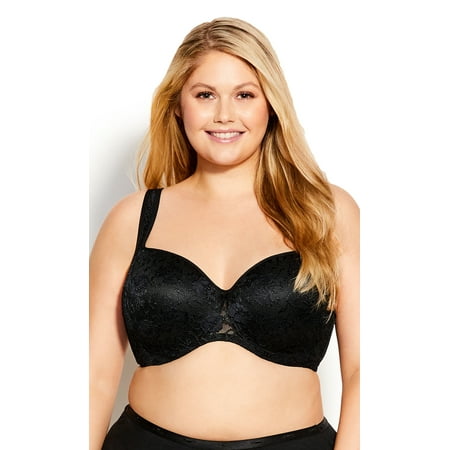 

Avenue Women s Plus Size Lace Balconette Bra Soft Concealed Underwire Cup