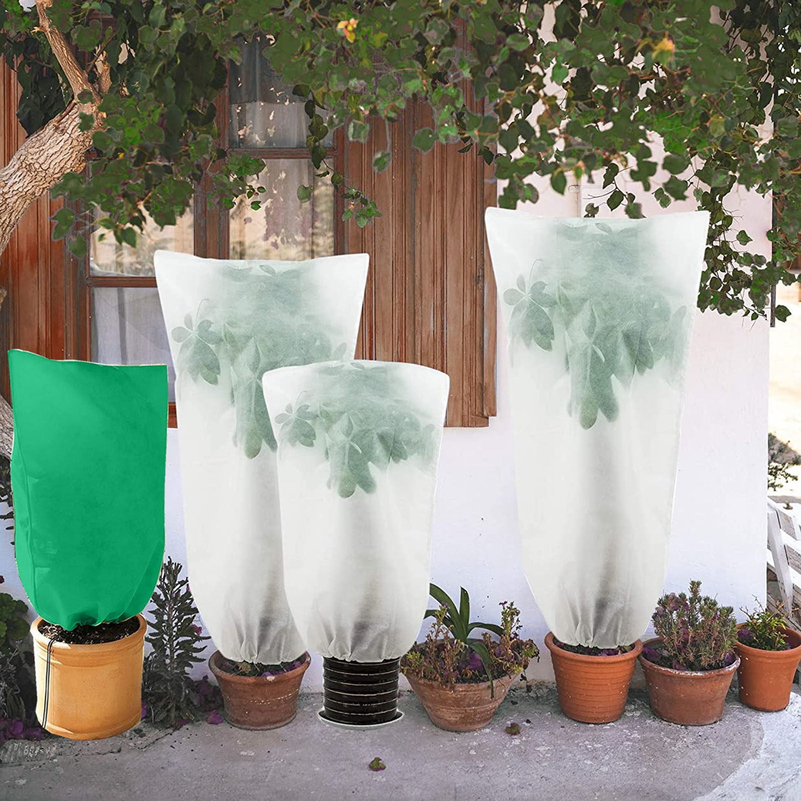 2 Housses Hivernage Pour Plantes 80x120 Cm - Tissu Non Tissé, Fermeture Éclair, Cordon - Protection Gel, Vent, Neige