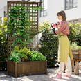thumbnail image 2 of Outsunny Wood Planter with Trellis Privacy Screen Raised Garden Bed Coffee, 2 of 9