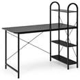 thumbnail image 6 of Demi Bonn 48" Reversible Computer Desk with Storage Shelf, Small Home Office Desk Study Writing Table, Black, 6 of 11