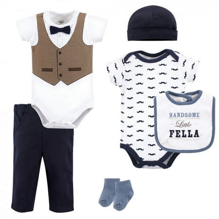 UPC: 0660168721348 | Little Treasure Baby Boy Layette 6-Piece Set  Handsome Fella 6-Piece  6-9 Months