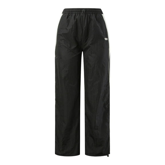 Likimi Womens Casual Pants Loose Fit Drawstring Elastic Waist Straight Wide Leg Solid Color Joggers Comfortable Sport Long Trousers With Pocket Size S Black