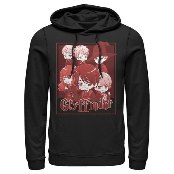 Men's Harry Potter Gryffindor Cartoon Characters Pull Over Hoodie Black Large