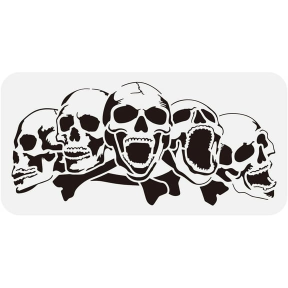 PET Hollow Out Drawing Painting Stencils for DIY Scrapbook Photo Album Skull 150x300mm Plastic