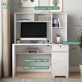 thumbnail image 5 of Newboti Computer Desk with Hutch & Bookshelf,Wood Executive Desk Teens Student Desk Writing Laptop Home Office Desk with Drawers,3 AC Outlets and 2 USB Charging Ports,Study Laptop Table for Home 36003, 5 of 14