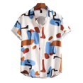 thumbnail image 4 of Camisa hawaiana con estampados irregulares coloridos para hombre, blusa de solapa de manga corta con estampado 3D de hojas de árbol, camisas hawaianas de calle de verano, 4 of 5