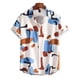 thumbnail image 3 of Camisa hawaiana con estampados irregulares coloridos para hombre, blusa de solapa de manga corta con estampado 3D de hojas de árbol, camisas hawaianas de calle de verano, 3 of 4