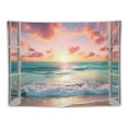 thumbnail image 5 of Fenyluxe  Ocean Tapestry Wall Hanging Sea Beach Sunset Wall Tapestry White Window Pink Sky Landscape Tapestries for Bedroom Living Room Dorm Home Wall Decor 40x30inch, 5 of 6