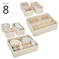 thumbnail image 2 of mDesign Fabric Nursery/Playroom Divided Drawer Storage Bin, 2 Pack, Taupe Stripe, 2 of 8