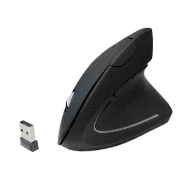 Ratones inalámbricos verticales ergonómicos, ligeros y cómodos con adaptador USB Negro