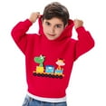 thumbnail image 4 of fnnxnal Little Girls 5T Red Kids Hoodie - 100% Polyester Soft Durable Easy Care, Cartoon Dinosaur Giraffe Train Print for 2-8 Years Old, 4 of 5