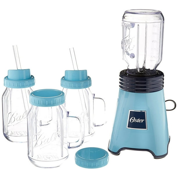 Oster BLSTPBBALL2BL Personal Blender Blue with Blending Mason Jars