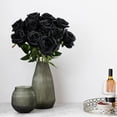 thumbnail image 4 of Morttic 12Pcs Roses Artificial Flowers Bulk Fake Silk Black Roses Bouquet with Long Stem, Faux Roses Flowers for Wedding Home Decorations Floral Arrangement Party Table Decor (Black), 4 of 8
