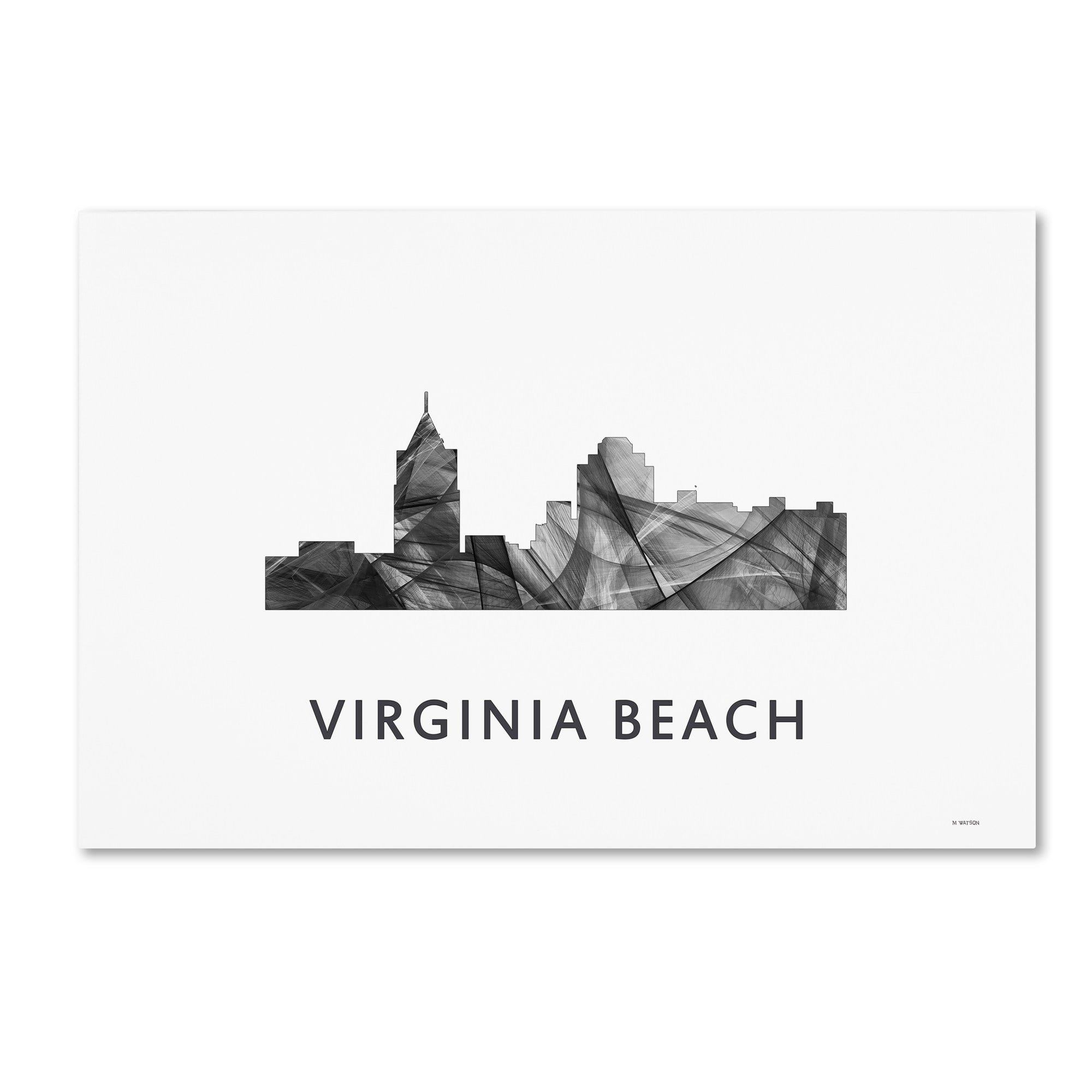 Trademark Fine Art 'Virginia Beach Virginia Skyline WB-BW' Canvas Art by Marlene Watson