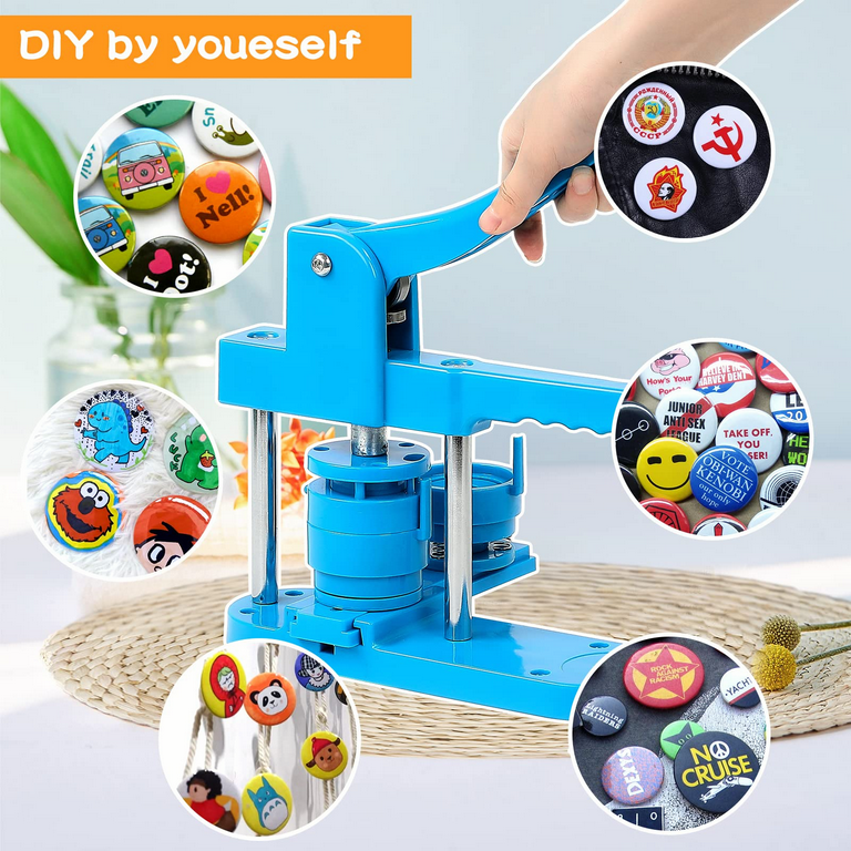 Alldeer Button Maker Machine Multiple Sizes, 1+1.73+2.25 inch Button Maker with 500 Sets Button Making Supplies for Kids, Magic Book, Cutter Machine