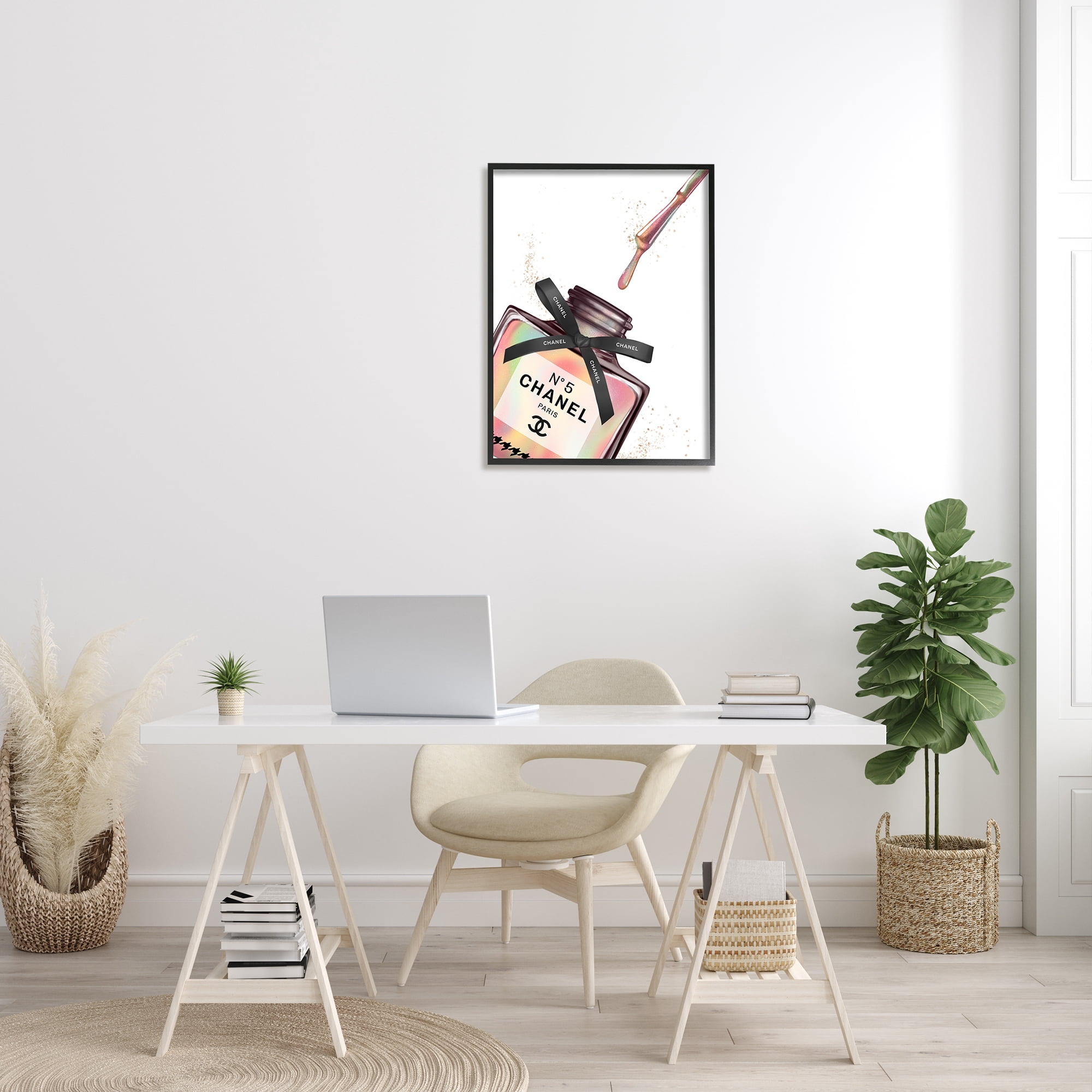 Stupell Industries Makeup Nail Polish Brush Rainbow Drip Fashion Design Framed Wall Art by Ziwei Li
