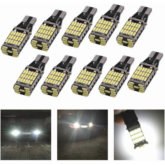 Bombilla LED de marcha atrás T15 W16W para coche, 921 912 T15, 6000 K, blanco, 45 SMD 4014, sin errores.