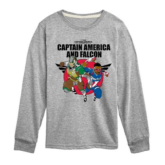 Marvel Captain America: Brave New World - Falcon Team Up - Toddler And Youth Kids Long Sleeve Graphic T-Shirt