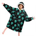thumbnail image 4 of Alien and Planet Black Pattern Lamb Fleece Blanket Hoodies for Teens ,Teens Oversize Sherpa Wearable Hooded Blanket Sweatshirt with Super Pockets, 4 of 6