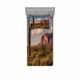 thumbnail image 2 of Ambesonne Landscape Fitted Sheet & Pillow Sham Set, Mountain State Park, Full, Brown Blue Green, 2 of 3