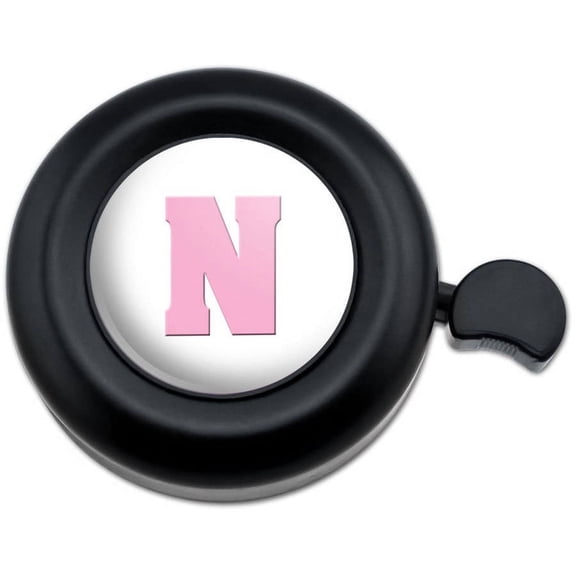Letter N Initial Baby Girl Block Font Pink Shower Bicycle Handlebar Bike Bell