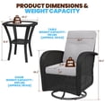 thumbnail image 3 of LazySunsets 3 Pieces Patio Furniture Set, Patio Swivel Rocker Chairs Set of 2, Wicker Outdoor Bistro Set with Rocking Chair, Gray/Black, 3 of 8