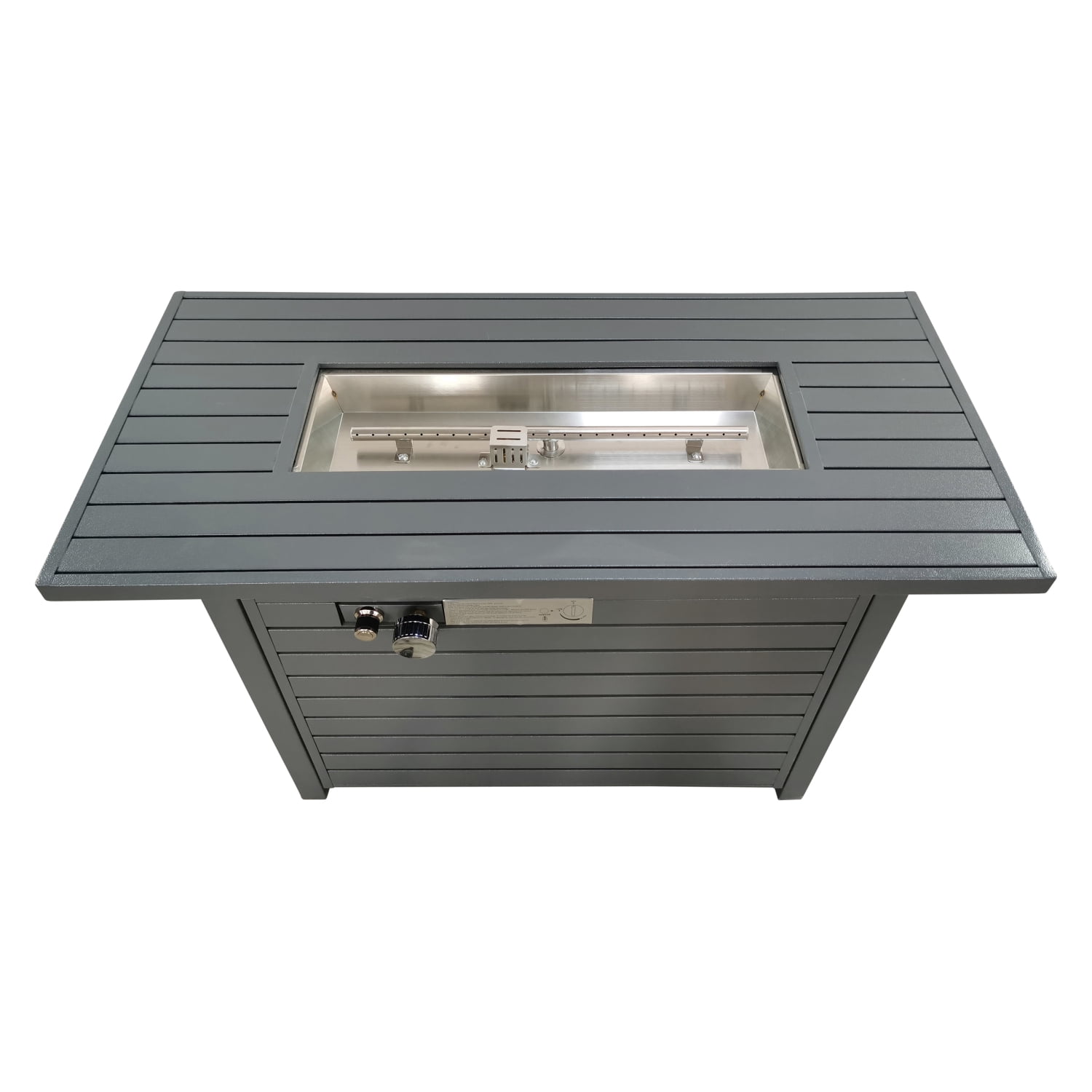 Miekor Furniture Living Source International 25" H x 42" W Steel Outdoor Fire Pit Table with Lid (Gray) 18723