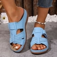 thumbnail image 2 of Gladiator Sandals for Women Summer Beach Vacation Walking Fisherman Slides Boho Hollow out Slip on Orthopedic Shoes Sky Blue Size 8.5, 2 of 7