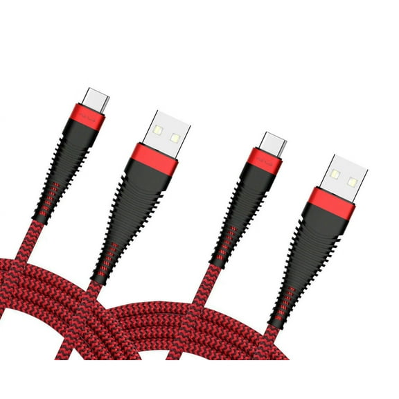For Google Pixel 7a - 6ft and 10ft Long USB-C Cables, Fast Charge TYPE-C Cord Power Wire Data Sync Red Braided High Speed O3K