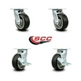 thumbnail image 2 of 5 Inch Rubber on Aluminum Swivel Caster Set with Roller Bearing 2 Brake SCC, 2 of 2