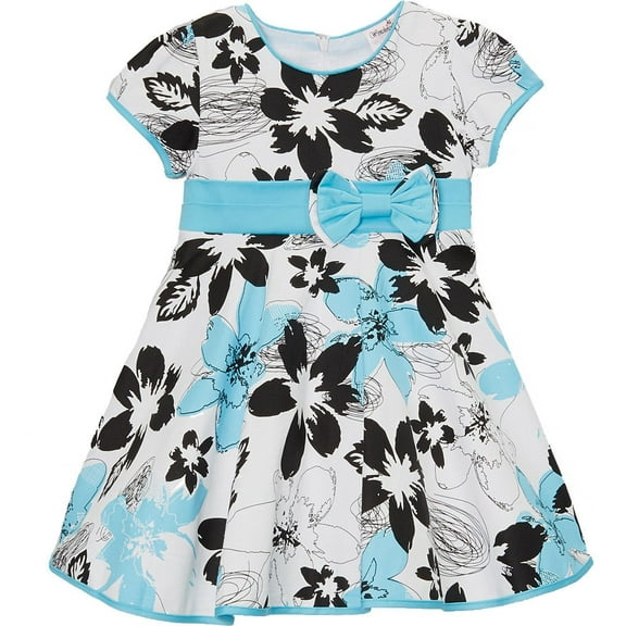 Wenchoice Girl's Blue & Black Floral Dress M(3T-4T)