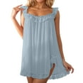 thumbnail image 2 of FASHOFT Lace Nightgowns for Women Sleeveless Ruffle Night Gown Ladies House Dress Tank Bridal Nightdress Grey L, 2 of 5
