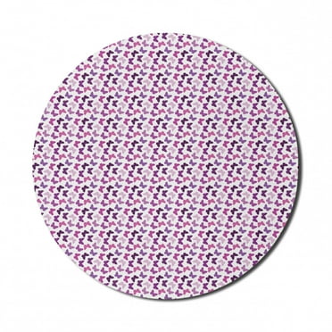 Nature Mouse Pad for Computers, Animals Theme Repetitive Abstract Flying Butterflies Pattern on Plain Background, Round Non-Slip Thick Rubber Modern Mousepad, 8" Round, Multicolor, by Ambesonne