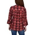 thumbnail image 3 of NY Collection Women's 3/4 Bell Sleeve Pleat Front Y Neck Top, 3 of 4
