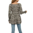 thumbnail image 6 of Liacowi Women Casual Puff Long Sleeve Tunic Tops V-Neck Flower Print T-Shirts Loose Blouse with Smocked Plus Size S-2XL, 6 of 7