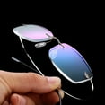 thumbnail image 4 of Men and Women Flexible Eyewear Vision Care Reading Glasses Rimless Presbyopic Eyeglasses Memory Titanium PURPLE STRENGTH 1.00, 4 of 8