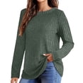 thumbnail image 2 of Pxiakgy long sleeve shirts for women Women's Long Sleeve Shirts Crewneck Tunic Tops Lightweight Fall Sweaters womens long sleeve tops shirts for women gifts for women Green + L, 2 of 5