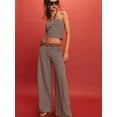 thumbnail image 5 of Women Summer Outfits Lounge 2 Piece Sets Striped Tube Top and Pants Matching Sets Beach Vacation Coffee  S, 5 of 8