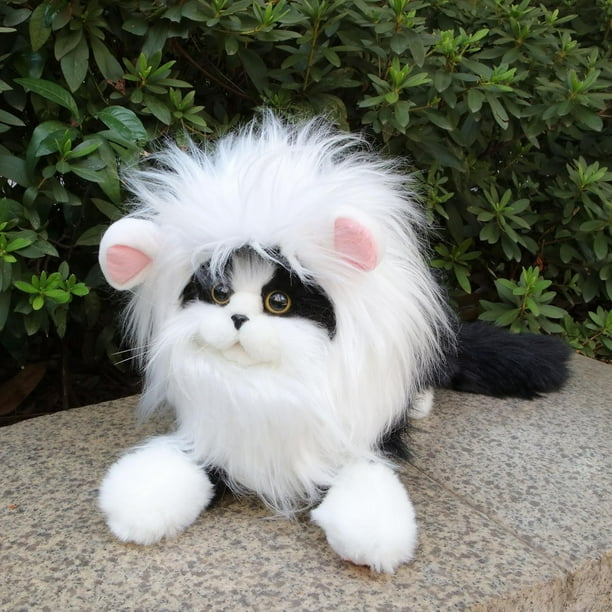 PenVinoo Peluca de melena de león para gato, disfraz de gato, disfraz de cachorro, divertidos disfraces de gato para Halloween, Navidad, divertidos accesorios de ropa para mascotas (pequeño, marrón os