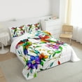 thumbnail image 3 of jejeloiu Colorful Hummingbird Bedding Comforter Set,Rustic Flower Twin Comforter Sets,Ancient Aesthetic Artwork Bedding Set For Girl Teens,Breathable Home Decor,2pcs, 3 of 8