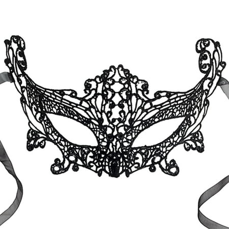 Star Power Secrets Venetian Black Lace Embroidery Masquerade Eye Mask, One Size