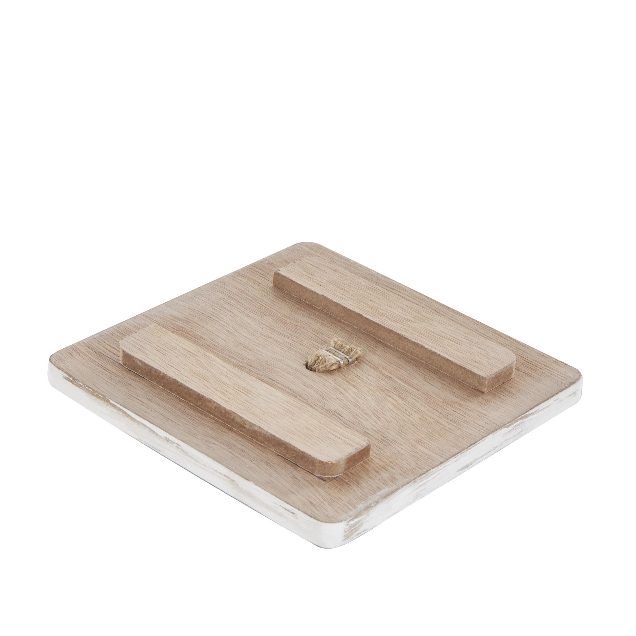 DecMode Washed Ribbed Storage Brown Wooden Decorative Box with White Lids and Rope Handles, 2 Count