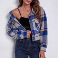 thumbnail image 4 of Chaqueta De Abrigo De Tela Escocesa Para Mujer, Camisas De Abrigo De Moda, Estilo Corto Cómodo, Manga Abullonada, Bolsillo Agradable Para La Piel Para Mujer Para Club Para Ir De ANGGREK ID1711, 4 of 7