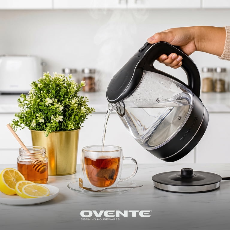 Ovente Electric Glass Kettle, 1.5L, Black with Blue LED photo 3