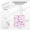 thumbnail image 4 of DouZhe Reusable Grocery Bags, Pink Valentine Paris Lightweight Polyester Canvas Cloth Tote Bag for Travle Gym Shopping School, 15" x 16", 4 of 7
