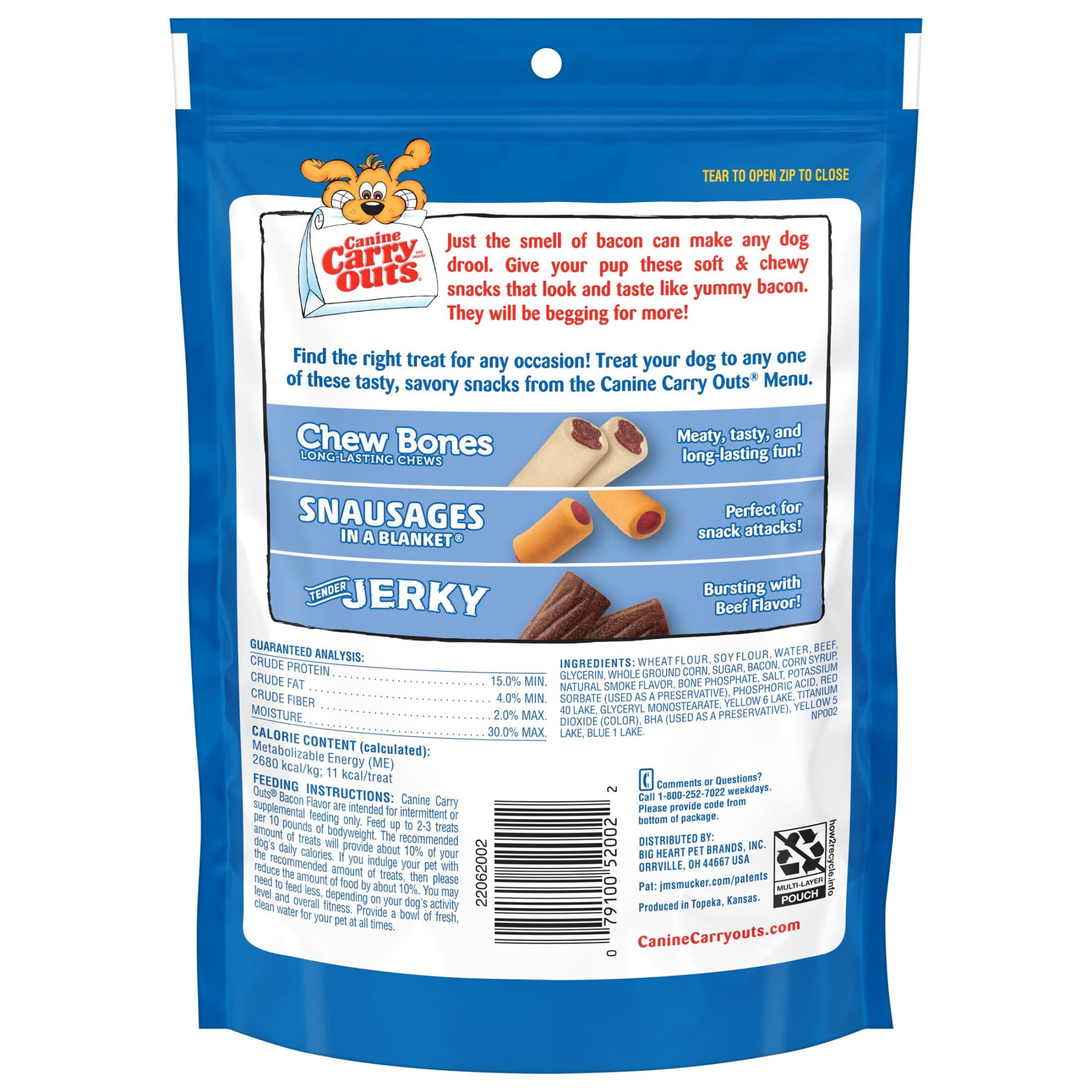 (6 pack) Canine Carry Outs Bacon Flavor Dog Treats, 4.5 oz Bag