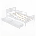 thumbnail image 4 of Twin Size Pine Wood Platform Bed with Two Storage Drawers and Guardrails, White for Bedroom, 4 of 14