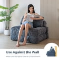 thumbnail image 5 of HomePerch Folding Sofa Bed Convertible Sleeper Chair, Foldable Floor Sofa with Pillow & Back Support, Portable Chair Bed for Living Room, Bedroom, Apartment, Dark Gray, 5 of 11