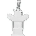thumbnail image 4 of 14K White Gold Medium Boy With Hat On Left Engravable Charm (30 X 20) Made In United States xk428, 4 of 5
