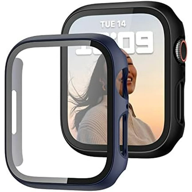 2 Pack Case with Tempered Glass Screen Protector for Apple Watch SE(2023) Series 6/5/4/SE 40mm JZK Slim Guard Bumper Full Coverage Hard PC Protective Cover HD Ultra-Thin Cover for iWatch